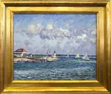 Jan Pawlowski, Sailboats Rounding Brant Point, Oil on Canvas