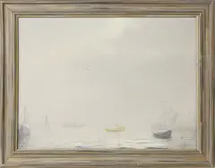 Gerald Taber, Harbor Fog-Morning, Oil on Canvas
