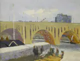 James Harrington, View of Washington, DC Bridge, Oil on Canvas