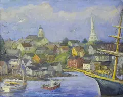 New England Seaport by Drew Stanton, Oil on Canvas, offered Dec 2018