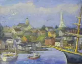 New England Seaport by Drew Stanton, Oil on Canvas, offered Dec 2018