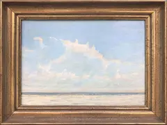 Beach Scene by Kenneth Layman, Oil on Linen, offered Aug 2018