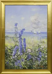 Summer’s Delphinium by Jan Pawlowski, Oil on Canvas, offered Aug 2018
