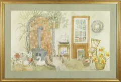 Barbara Van Winkelen, Looking Out of the Window, Main Street, Watercolor