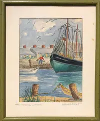 Old South Wharf by Anne H. Mellin, Watercolor on Paper, offered Aug 2018