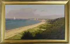 Joseph McGurl, Panoramic View of the Jetties from the Cliff, Nantucket, Oil on Canvas