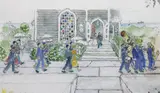 ‘Sconset Chapel Wedding by Barbara Kauffmann-Locke, Watercolor On Paper, offered Jul 2017