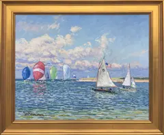 Sailboat Regatta in Nantucket Sound by Jan Pawlowski, Oil on Canvas, offered Jul 2017