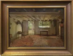 Country Cottage Kitchen Interior Scene by D. C. Gibson, Oil on Millboard, offered Jul 2017