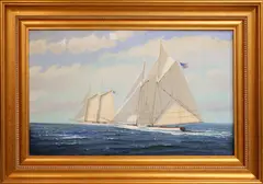 Sunday Sailing Schooners – Nantucket by William W. Lowe, Oil on Linen, offered Jul 2017