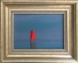 Robert Stark, Red Sail on Calm Waters, Oil on Canvas
