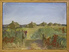 Cranberry Shacks by Laurel Stackpole, Oil on Artist’s Board, offered Dec 2017