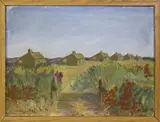 Cranberry Shacks by Laurel Stackpole, Oil on Artist’s Board, offered Dec 2017