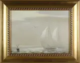 Gerald Taber, Sailing Yachts on a Cloudy Day, Oil on Artist’s Board