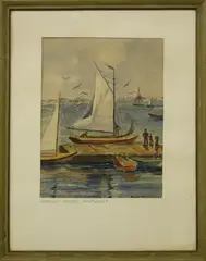 Harbor Scene, Nantucket by Anne H. Mellin, Watercolor on Paper, offered Dec 2017