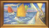 George C. Thomas, Race Day: Catboats to Port, Nantucket, Pastel on Paper
