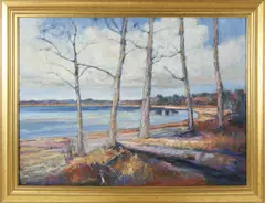 Polpis Harbor in Winter by David Lazarus, Oil on Canvas, offered Aug 2017