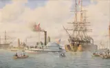 Steamship Telegraph Towing a Camel by Mark Richard Myers, Watercolor on Paper, offered Sep 2016