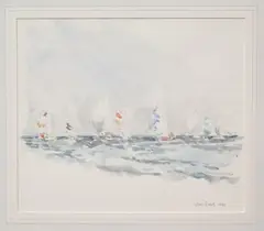 Race from Nantucket III by Joan Brady, Watercolor on Paper, offered Oct 2016
