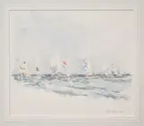 Race from Nantucket III by Joan Brady, Watercolor on Paper, offered Oct 2016