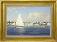 David Bareford, Concordia Leaving Stonington Harbor, Oil on Canvas