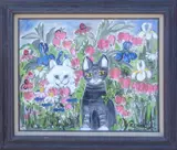 Katherine Seeler, Garden Cats, Oil on Canvas