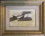 James Cromartie, Three Dories, Mixed Media on Board