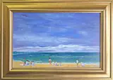 Jetties Beach by Joan Whitney, Oil on Board, offered Aug 2016