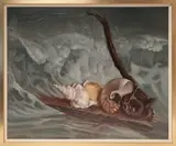 Irmgard Arvin, Still Life of Shells Driftwood and Surf, Oil on Canvas