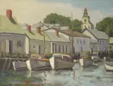 Island Service Wharf by Anne B. Stevens, Oil on Artist Board, offered Aug 2016