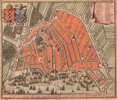 Nicholas Visscher, Hand Colored, 1665, Engraving of Amsterdam