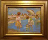 Vern Broe, Beach Scene, Oil on Canvas