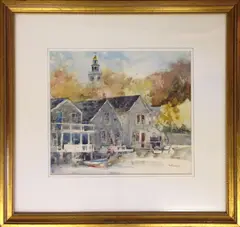 Fall Harbor Scene by Ruth Wynn, Watercolor on Paper, offered Sep 2015