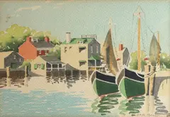 Old North Slip by Doris and Richard Beer, Watercolor, offered Sep 2015