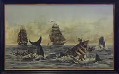 Whaling Scene by Audrey Stark, Oil on Canvas, offered Sep 2015