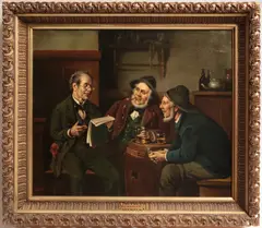 Reading the News by E. L. Ermont, Oil on Canvas, offered Oct 2015