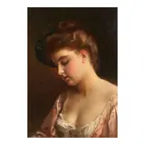 Gustave Jean Jacquet, A Lady in Pink, oil on canvas