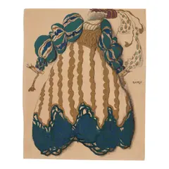Léon Bakst, Costume Design for the La Legende de Joseph, watercolor, charcoal, colored pencil, and gold leaf on paper