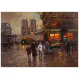 Édouard Cortès, Notre Dame, Place Saint-Michel, oil on canvas