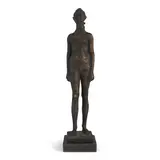 Léon Indenbaum, Jeune fille nue, guilt bronze with brown and black patina on a painted wood base