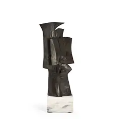 Dimitri Hadzi, Missa Solemnis II, bronze with brown and black patina on a stone base