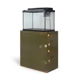 Tommy Hartung, B-Roll, 2009, glass fish tank on a metal file cabinet