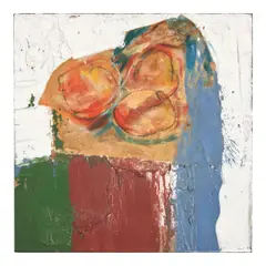 Michael Goldberg, Three Oranges, oil and paper collage on canvas