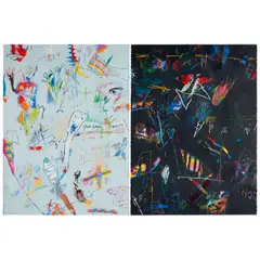 Ford Crull, Neolithic Rites, oil, enamel, and oil pastel on paper laid to canvas