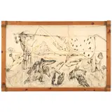 Alfonse Borysewicz, Cow, mixed media on canvas with hand stitching