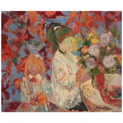 Emilio Grau Sala, Portrait of two Young Girls, oil on canvas