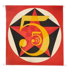 Robert Indiana, Golden Five Tapestry, c. 1975, Felt banner in colors