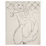 Henri Matisse, Orientale accroupie, voile sur la tête (Duthuit 155), 1929, Drypoint on chine collé with wove support