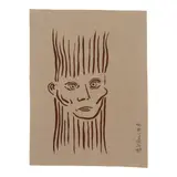 Keith Haring, Portrait of Joseph Beuys (Littmann p. 60-61), 1986-87, Screenprint in brown on canvas