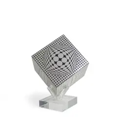 Véga Cox Négatif by Victor Vasarely, 1970, Screenprint on anodized aluminum cube, sold Sep 2025